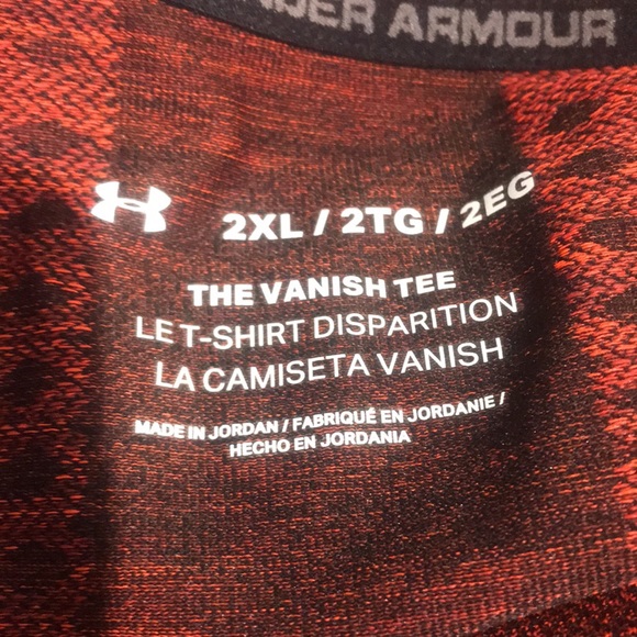 Under armour men’s top the vanish tee orange short sleeves Sz 2XL - Picture 4 of 5